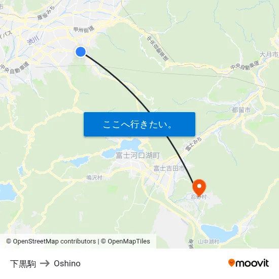 下黒駒 to Oshino map
