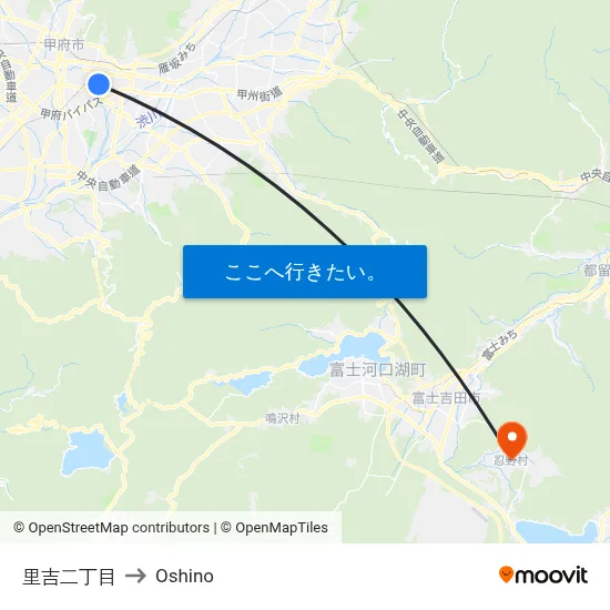 里吉二丁目 to Oshino map