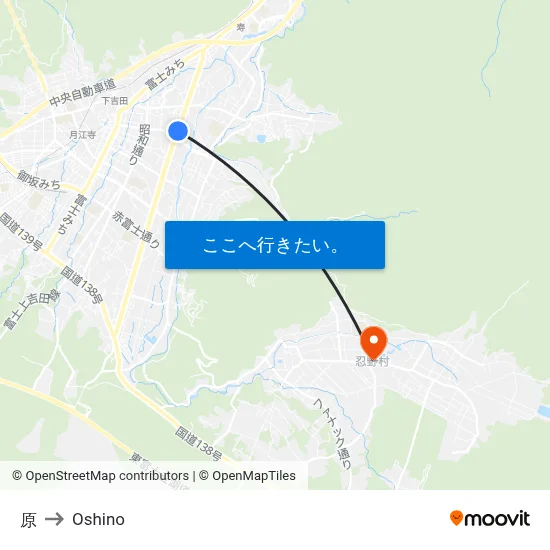 原 to Oshino map