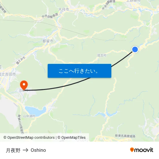 月夜野 to Oshino map