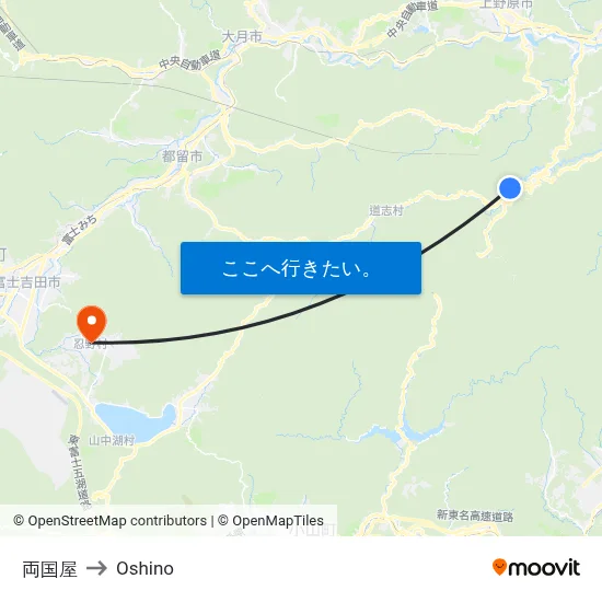 両国屋 to Oshino map