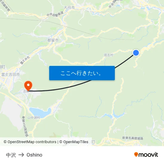 中沢 to Oshino map