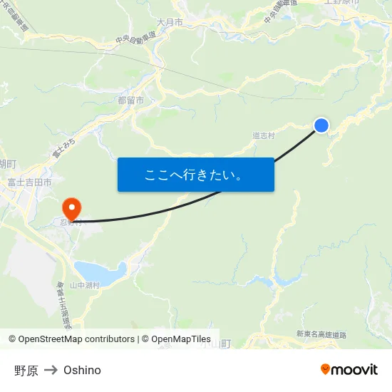 野原 to Oshino map