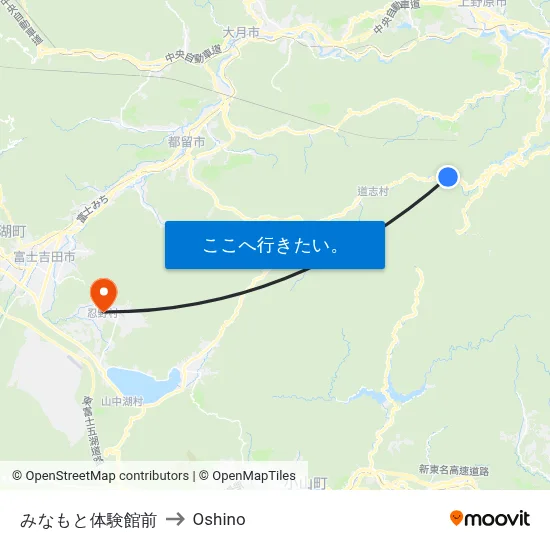 みなもと体験館前 to Oshino map