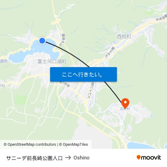 サニーデ前長崎公園入口 to Oshino map
