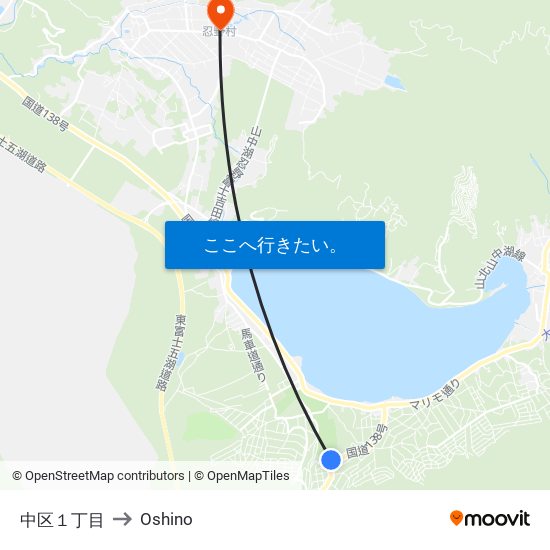 中区１丁目 to Oshino map