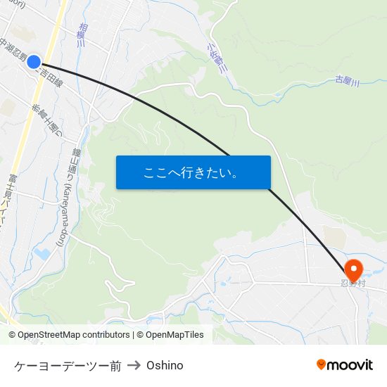 ケーヨーデーツー前 to Oshino map