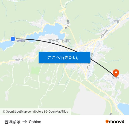 西湖前浜 to Oshino map