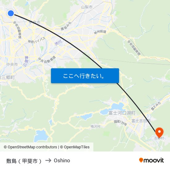 敷島（甲斐市） to Oshino map