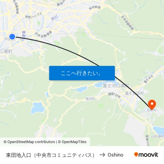 東団地入口（中央市コミュニティバス） to Oshino map