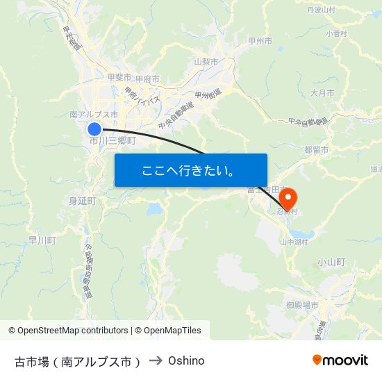 古市場（南アルプス市） to Oshino map