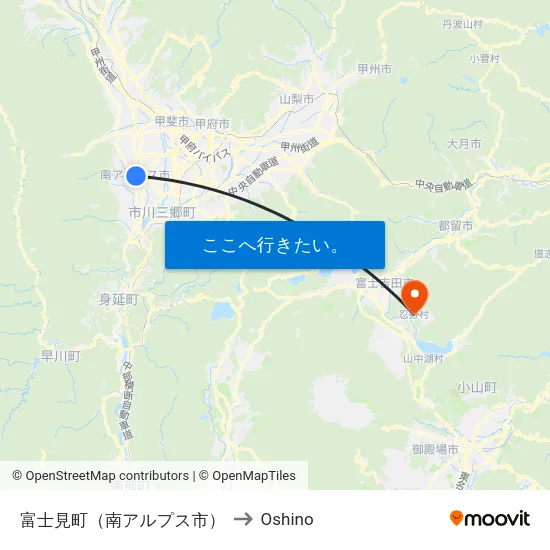 富士見町（南アルプス市） to Oshino map