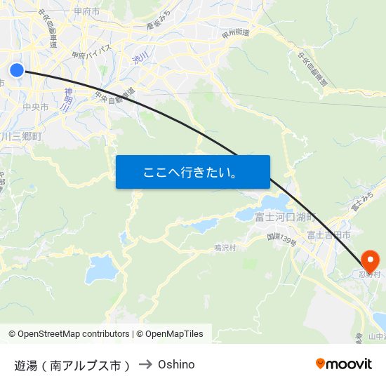 遊湯（南アルプス市） to Oshino map