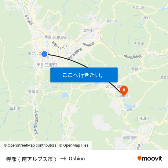 寺部（南アルプス市） to Oshino map
