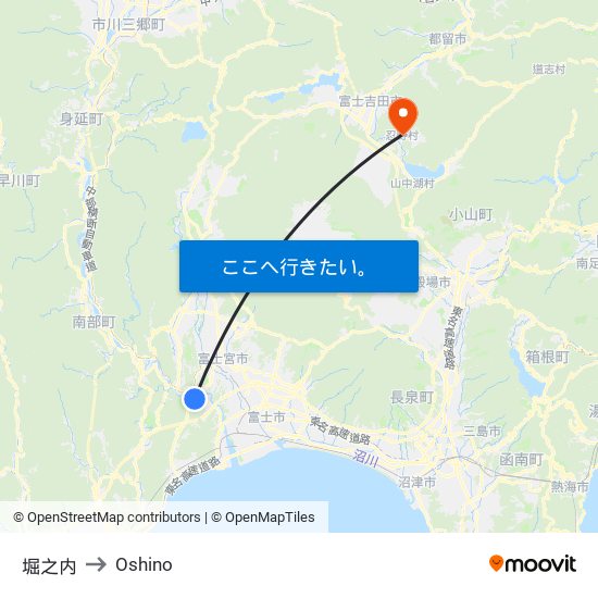 堀之内 to Oshino map