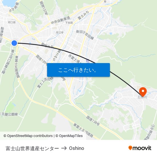 富士山世界遺産センター to Oshino map