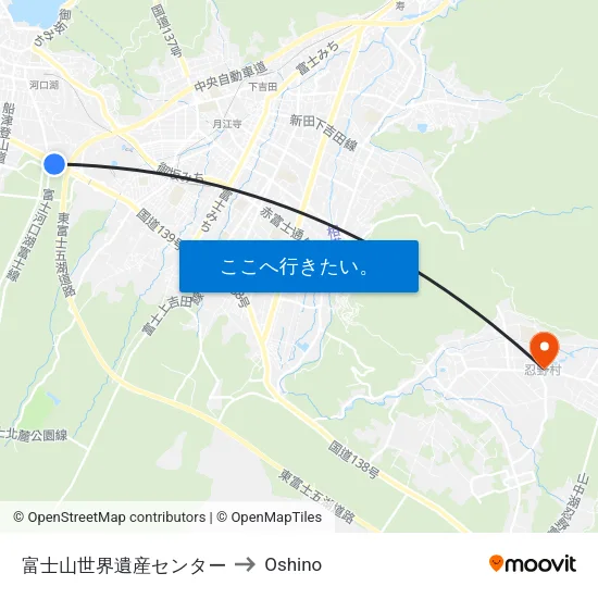 富士山世界遺産センター to Oshino map