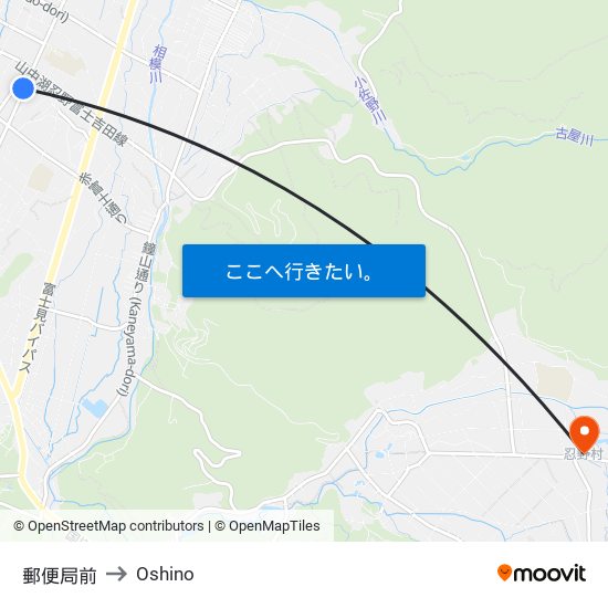 郵便局前 to Oshino map