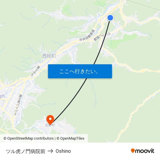 ツル虎ノ門病院前 to Oshino map
