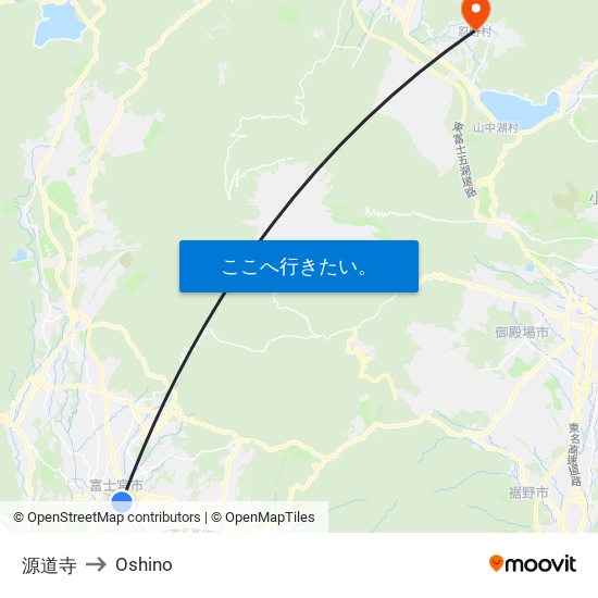 源道寺 to Oshino map