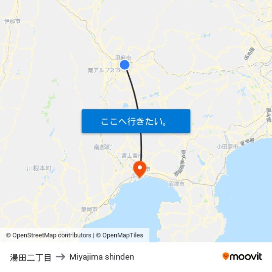 湯田二丁目 to Miyajima shinden map
