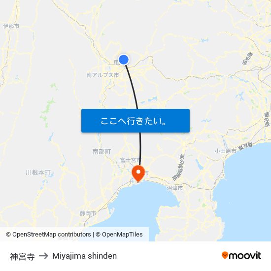 神宮寺 to Miyajima shinden map