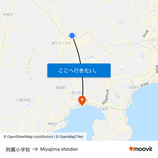 附属小学校 to Miyajima shinden map