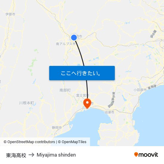 東海高校 to Miyajima shinden map