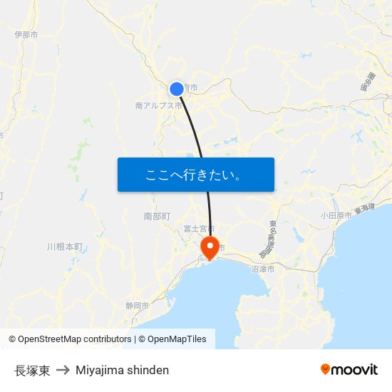 長塚東 to Miyajima shinden map