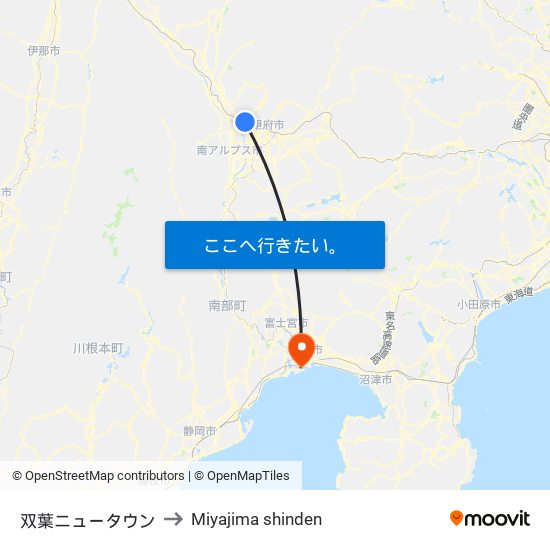 双葉ニュータウン to Miyajima shinden map