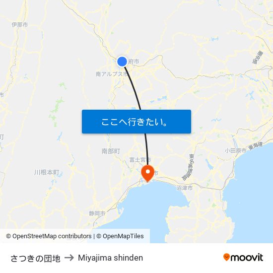 さつきの団地 to Miyajima shinden map