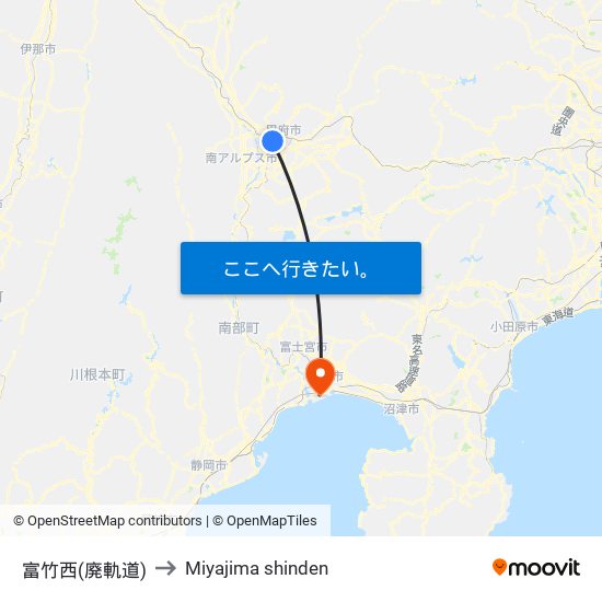 富竹西(廃軌道) to Miyajima shinden map