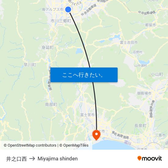 井之口西 to Miyajima shinden map