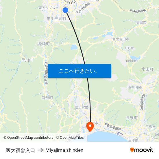医大宿舎入口 to Miyajima shinden map