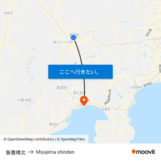 飯豊橋北 to Miyajima shinden map