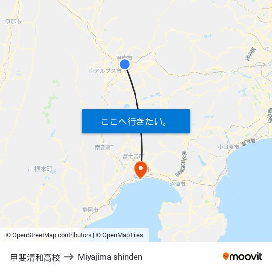 甲斐清和高校 to Miyajima shinden map