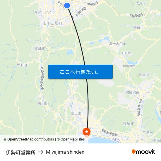 伊勢町営業所 to Miyajima shinden map