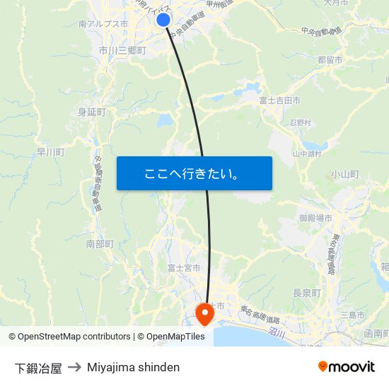 下鍛冶屋 to Miyajima shinden map