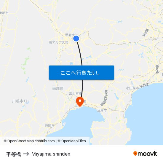 平等橋 to Miyajima shinden map