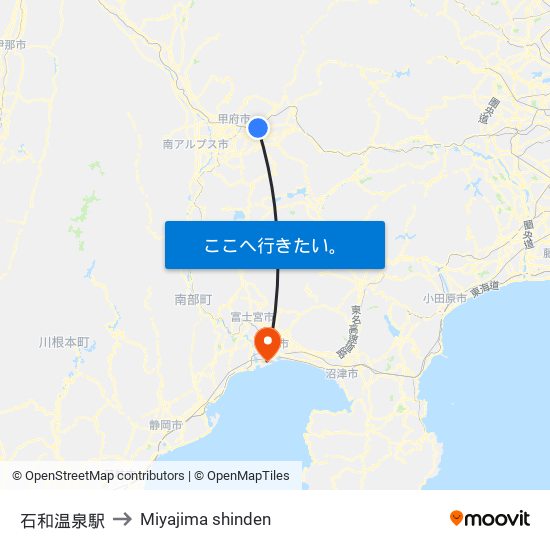 石和温泉駅 to Miyajima shinden map