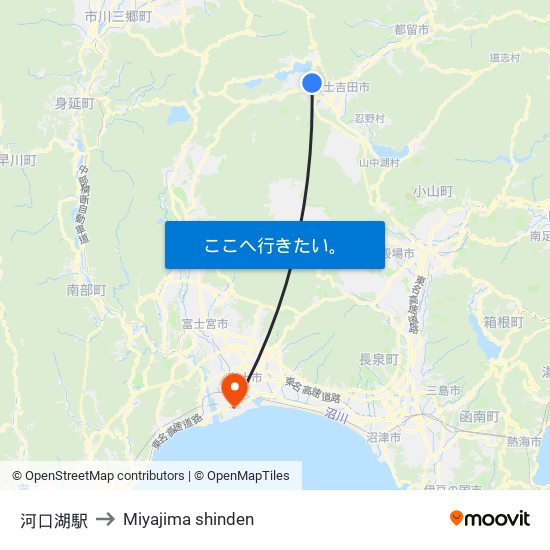 河口湖駅 to Miyajima shinden map