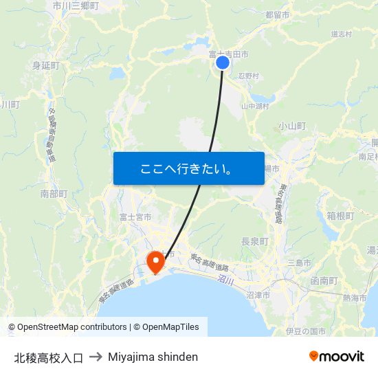 北稜高校入口 to Miyajima shinden map