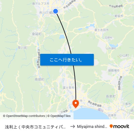 浅利上（中央市コミュニティバス） to Miyajima shinden map