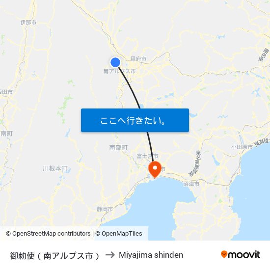 御勅使（南アルプス市） to Miyajima shinden map