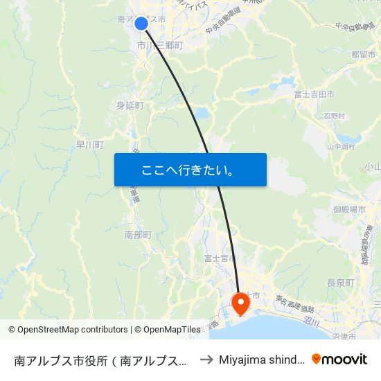南アルプス市役所（南アルプス市） to Miyajima shinden map