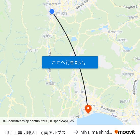 甲西工業団地入口（南アルプス市） to Miyajima shinden map