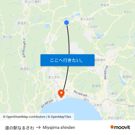 道の駅なるさわ to Miyajima shinden map