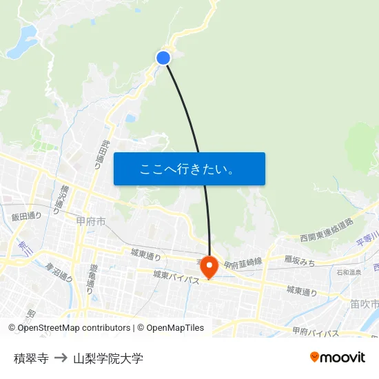 積翠寺 to 山梨学院大学 map