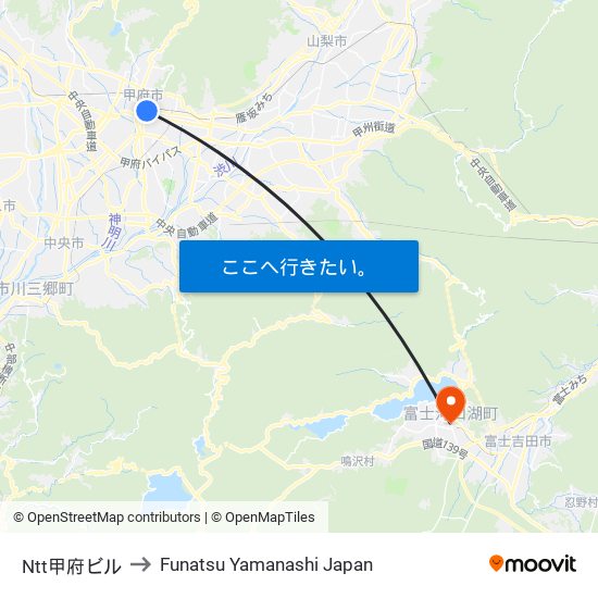 Ntt甲府ビル to Funatsu Yamanashi Japan map