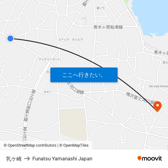 乳ケ崎 to Funatsu Yamanashi Japan map